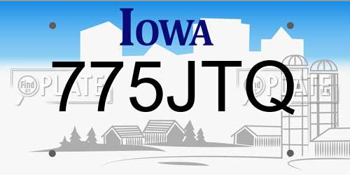 775JTQ Iowa License Plate