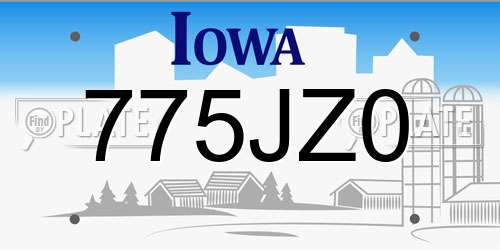 775JZ0 Iowa License Plate