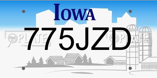 775JZD Iowa License Plate