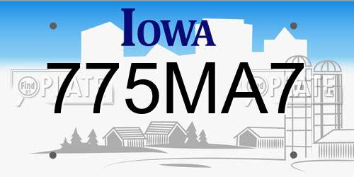 775MA7 Iowa License Plate