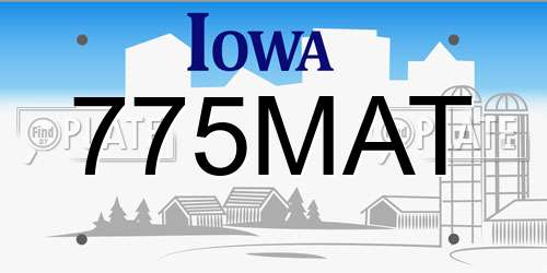775MAT Iowa License Plate