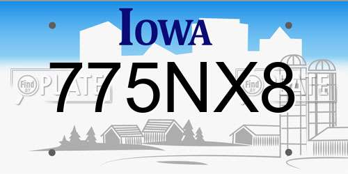 775NX8 Iowa License Plate