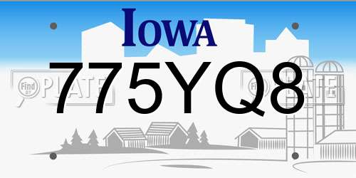 775YQ8 Iowa License Plate