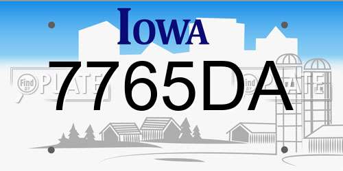 7765DA Iowa License Plate