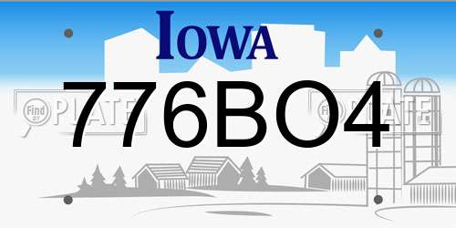 776BO4 Iowa License Plate
