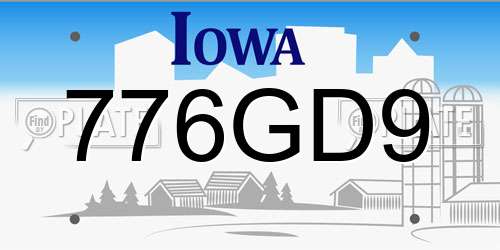 776GD9 Iowa License Plate