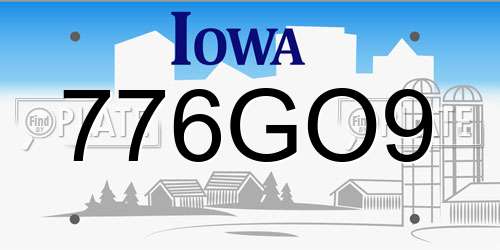 776GO9 Iowa License Plate