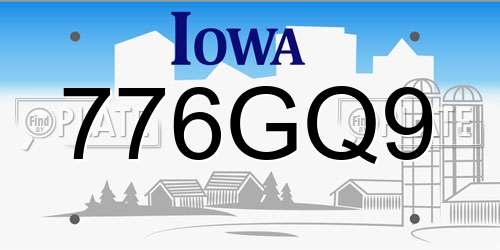 776GQ9 Iowa License Plate