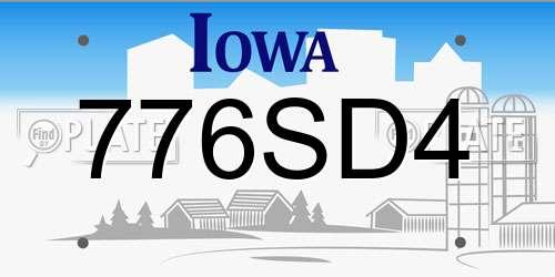776SD4 Iowa License Plate