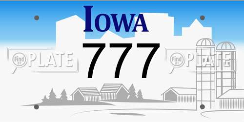 777 Iowa License Plate