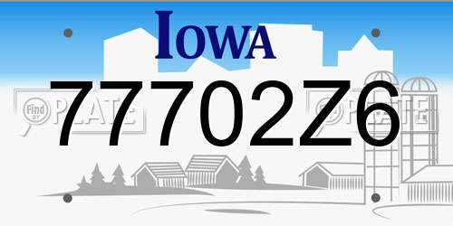 77702Z6 Iowa License Plate