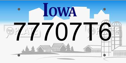 77707T6 Iowa License Plate