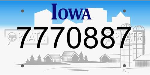 7770887 Iowa License Plate
