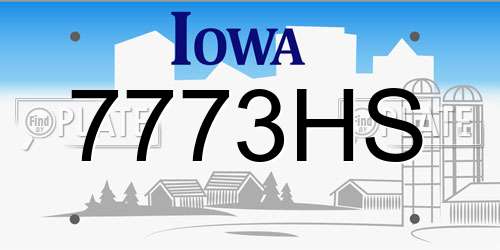 7773HS Iowa License Plate