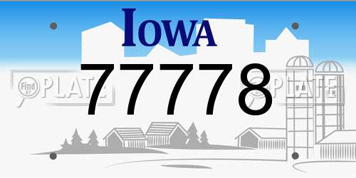 77778 Iowa License Plate