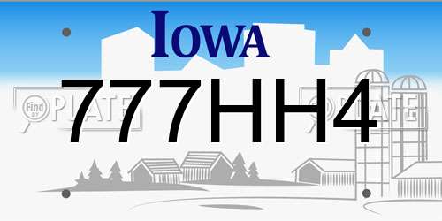 777HH4 Iowa License Plate