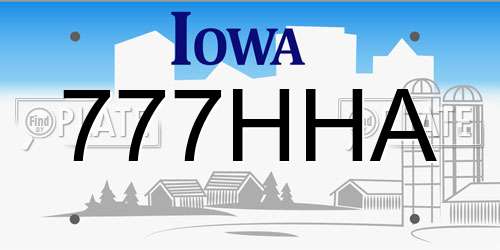 777HHA Iowa License Plate