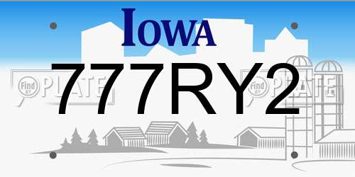 777RY2 Iowa License Plate