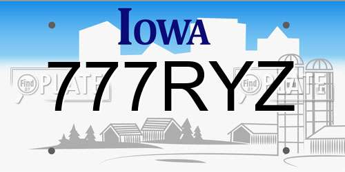 777RYZ Iowa License Plate