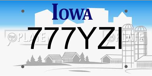 777YZI Iowa License Plate