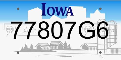 77807G6 Iowa License Plate