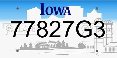 77827G3 Iowa License Plate