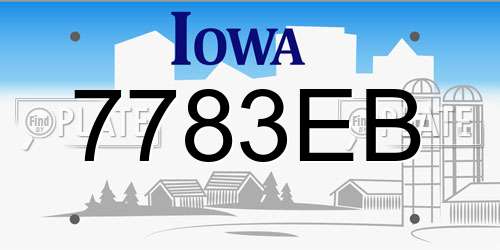7783EB Iowa License Plate