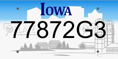 77872G3 Iowa License Plate