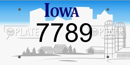 7789 Iowa License Plate