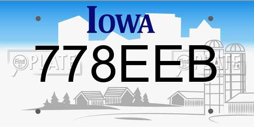 778EEB Iowa License Plate