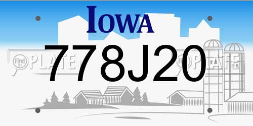 778J20 Iowa License Plate