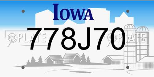 778J70 Iowa License Plate