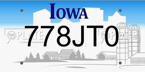778JT0 Iowa License Plate