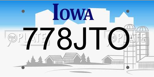 778JTO Iowa License Plate