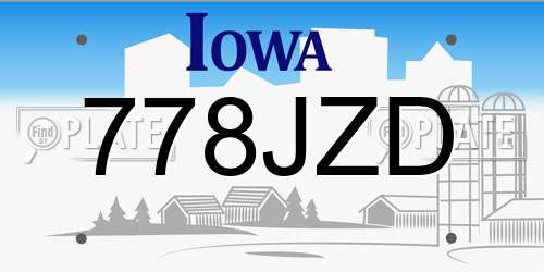 778JZD Iowa License Plate