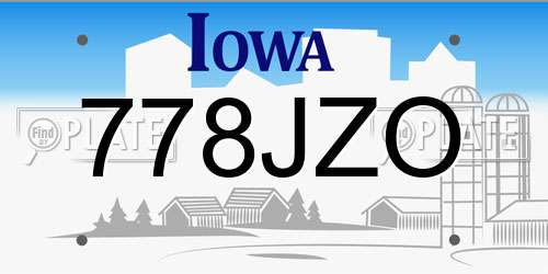 778JZO Iowa License Plate