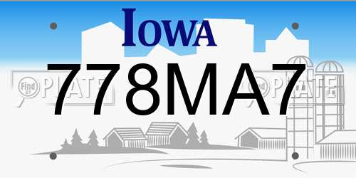 778MA7 Iowa License Plate