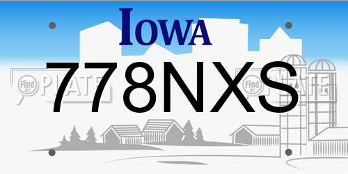 778NXS Iowa License Plate