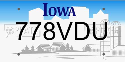 778VDU Iowa License Plate