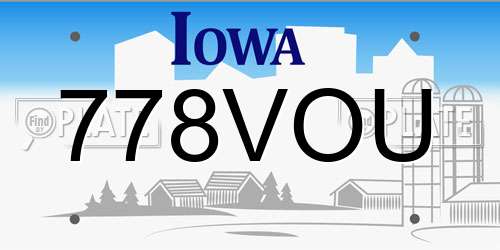 778VOU Iowa License Plate