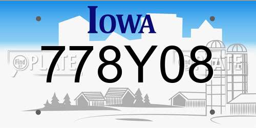 778Y08 Iowa License Plate