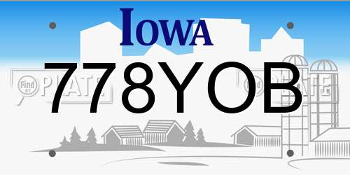 778YOB Iowa License Plate