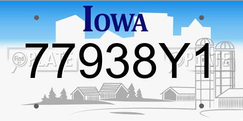 77938Y1 Iowa License Plate