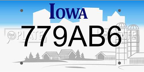 779AB6 Iowa License Plate