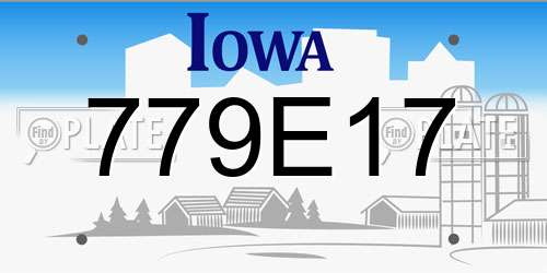 779E17 Iowa License Plate