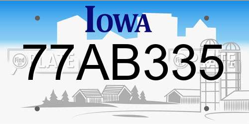 77AB335 Iowa License Plate