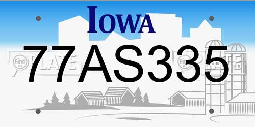 77AS335 Iowa License Plate