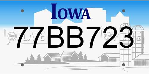 77BB723 Iowa License Plate