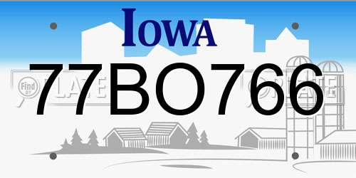 77BO766 Iowa License Plate