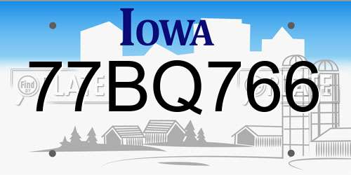 77BQ766 Iowa License Plate